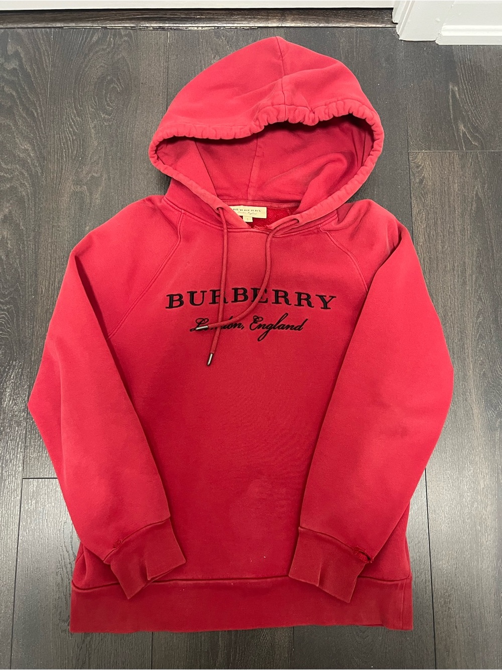 Burberry Red Crewneck Hooded Sweatshirt with Logo